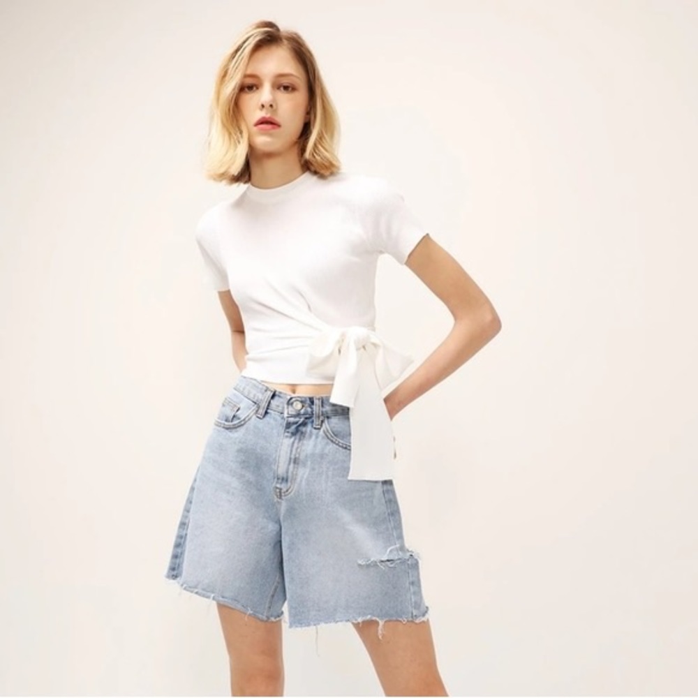 Storets Maria Ripped SlashDenim Shorts